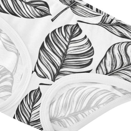Toddler Underwear Custom 2t Cotton Panties for Girl Colorful Briefs Girls Undies Tropical Leaves Black White4