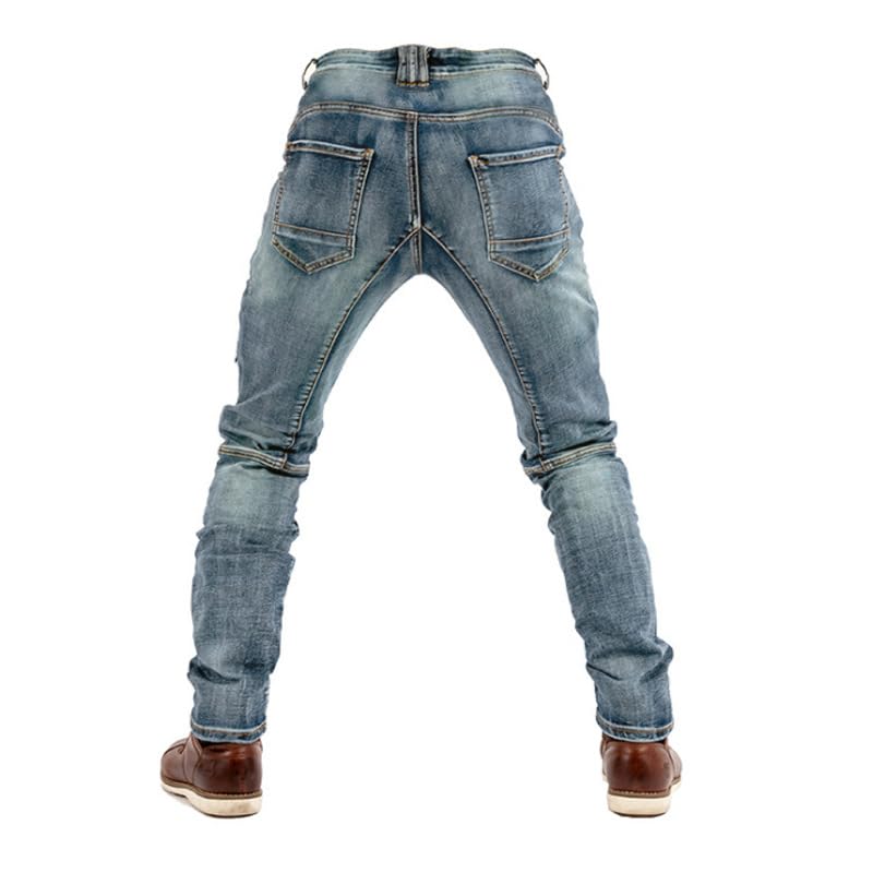 Men's Slim Fit Patchwork Jeans Hip Hop Streetwear Straight with Zip Cargo Moto Biker Denim Pants3