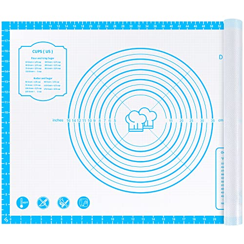 Image of Silicone Pastry Mat,28 inch x 20 inch Nonstick Large Durable Silicone Sheet Mat with Measurement Non-slip Dough Rolling Mat for Pie Crust, Pizza, Cookies