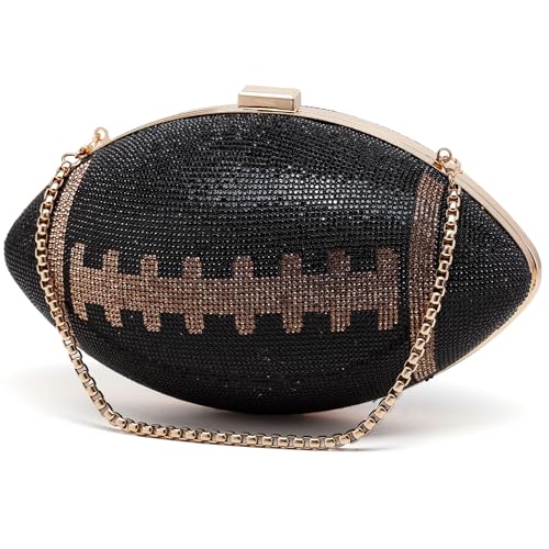 Image of Women Rhinestone Football Shaped Handbag Chain Crossbody Shoulder Bag Football Purse | Rugby, Unique, Novelty, Football