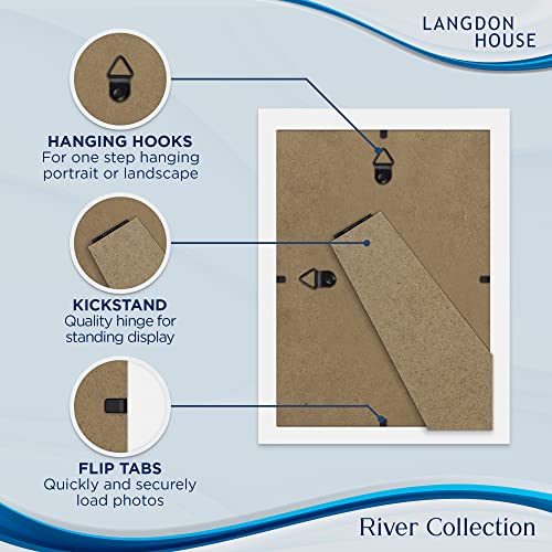 Langdon House Picture Frames (5X7, White, 3 Pack), W/Mat To 4X6, Attractive Rolling Bevels For Wall Mount & Tabletop Display, Wood Composite Photo Frames, River Collection #TOP1