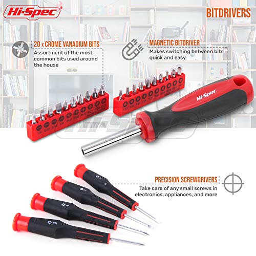 Image of Hi-Spec 49pc Complete Home Tool Kit Set in a Portable Toolbox Case. Essential Household Repair Tools for DIY in The Apartment, Office and College