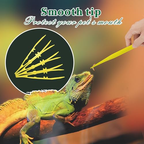haizusai 4-Pack Reptile Feeding Tongs Set - Hygienic Anti-Slip Yellow Tweezers for Bearded Dragons, Lizards, Snakes, Aquariums & Small Animals(Five Colors to Choose from) - Thumbnail 2