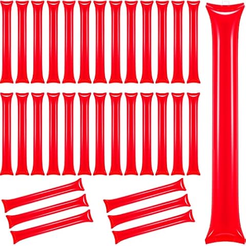 120 Pcs Thunder Sticks Thicken Bam Bam Plastic Cheering Sticks Inflatable Noise Makers for Sporting Events Team Spirit Cheerleading Stick for Sporting Cheers Basketball Football Dance Party (Red) Cover