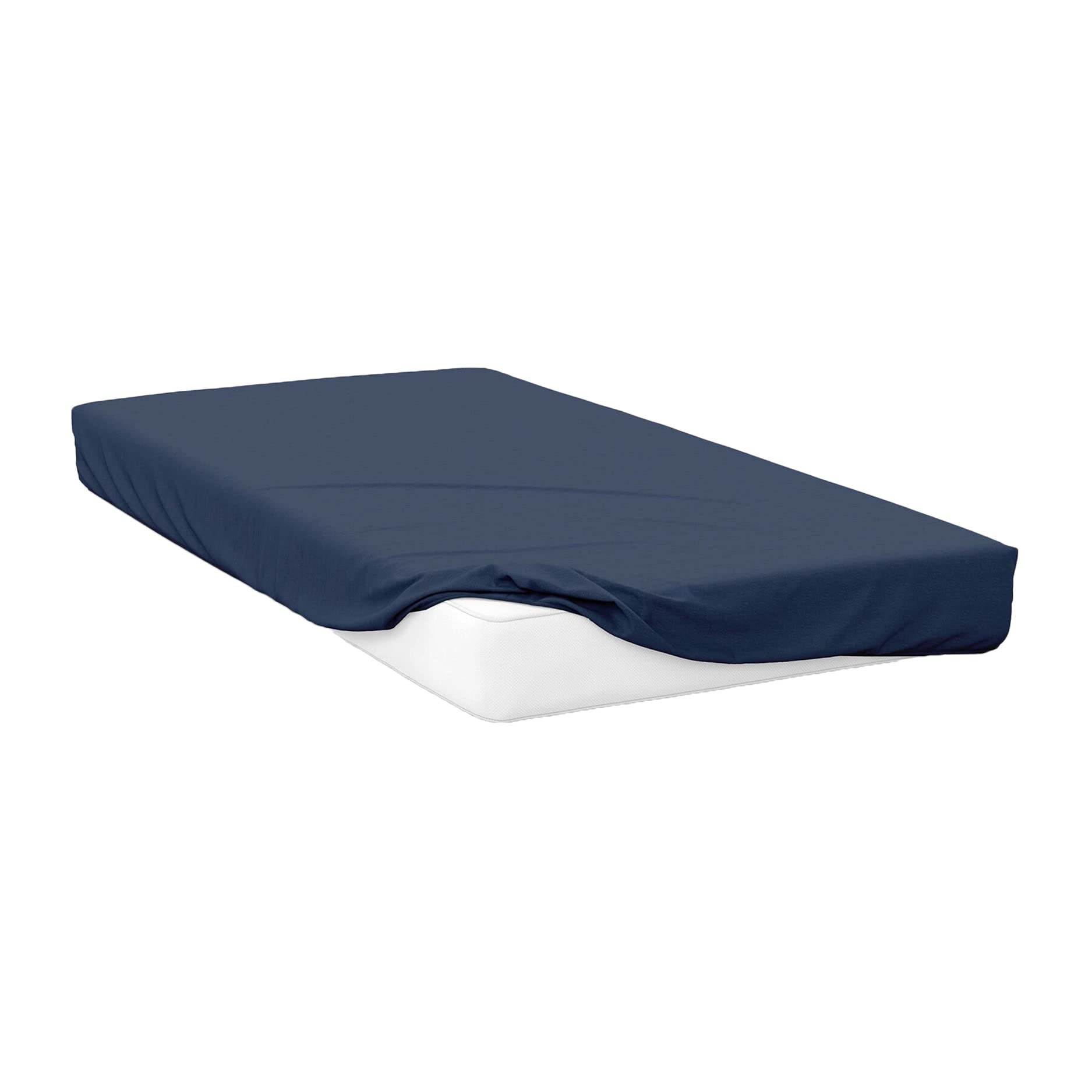 Belledorm Egyptian Cotton Fitted Sheet - Navy - Double - 200 Thread Count - 30cm Depth