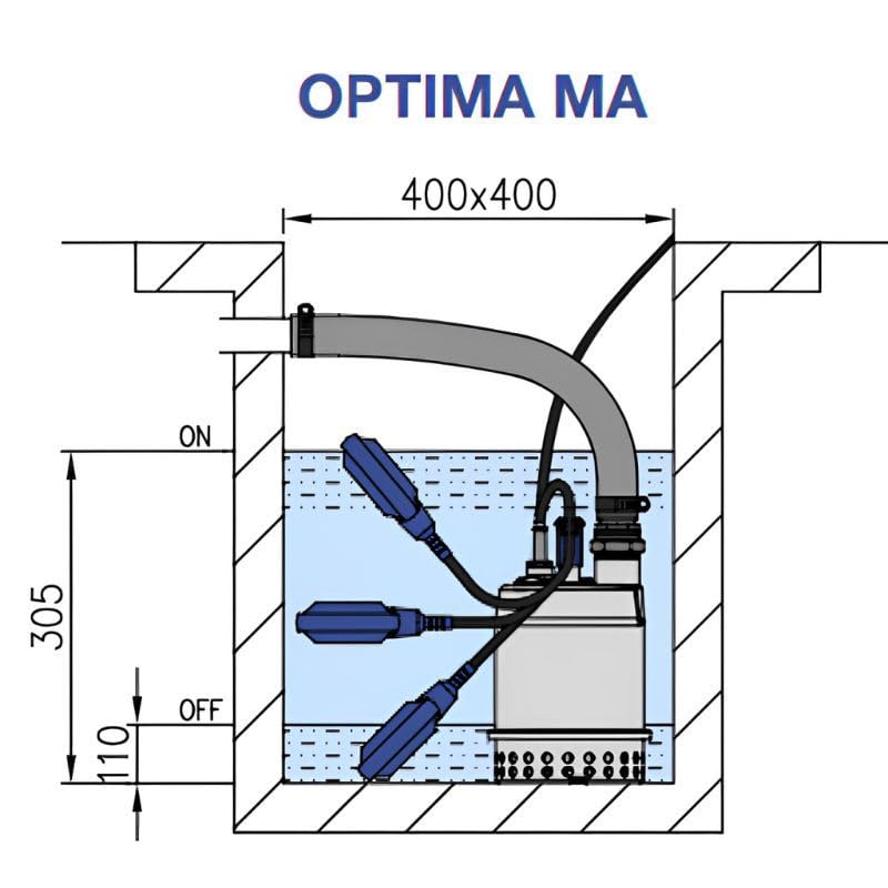 Klarwasserpumpe Ebara Optimama, 0,25 kW, bis zu 9 m³/h, einphasig, 220 V