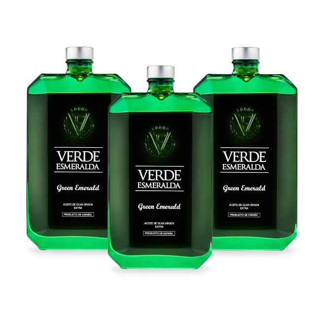 Aceite de Oliva Virgen Extra Green Emerald Picual 3 x 500 ml – AOVE de Jaén – Extracción en Frío – Sabor Intenso y Equilibrado – Formato Ahorro - Verde Esmeralda - Miaove