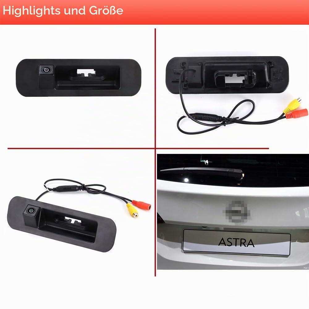 Auto Kofferraumgriff-Rückfahrkamera Griff Schalter Taster Öffner Heckklappe Türgriff Kofferraum Rückfahrkamera für Opel Astra J Caravan Kasten Kombi Stufenheck P10 GTC Insignia B Sports Tourer Z18