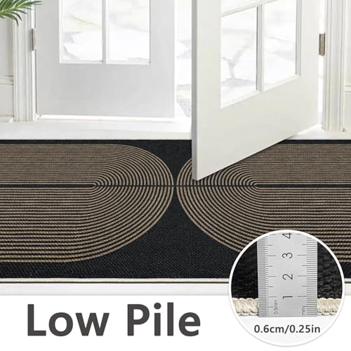 Capslpad Tapis de couloir, 80 x 200 cm, aspect jute, naturel, lavable, noir, marron, antidérapant, pour couloir, cuisine, chambre à coucher, balcon – vue 3