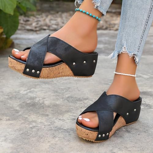 YFJRBR Women's Wide Width Wedge Sandals 2025 Spring Summer Corky Shoes Casual Dressy Styles