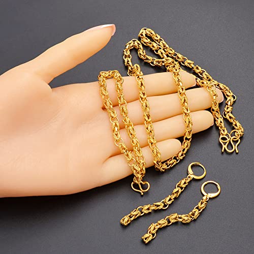 Conjunto de joyas de cuentas redondas de 5 mm con collar pulsera y pendientes dorados 4