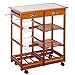 HOMCOM Carrito para Cocina Multifuncional Carrito Auxiliar de Madera con Gran Espacio de Almacenaje Cajones Cestas Estantes 4 Ruedas Freno