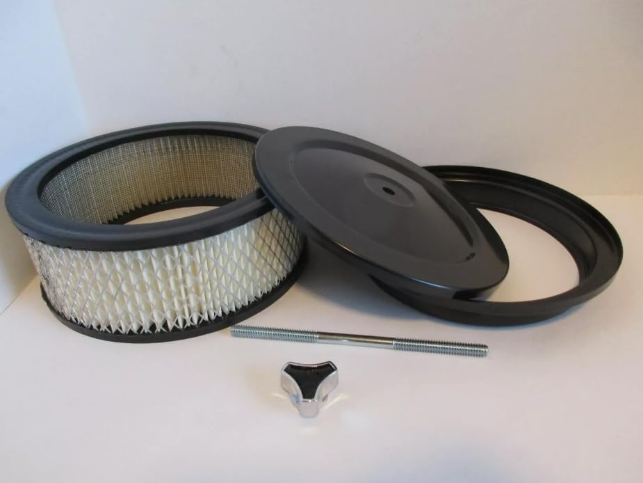 Black 6 3/8" Muscle Car Style Air Cleaner / Paper 5 1/8" Carb #2292BK/PA