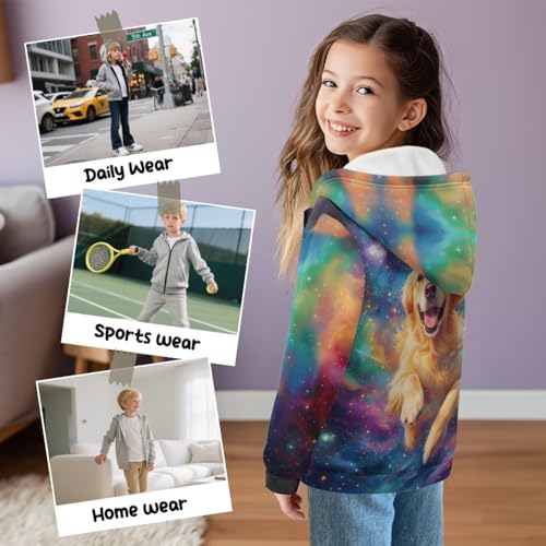 WELLFLYHOM Full Zip Girls Hoodies Graphic 6-16 Fleece Lined Sweatshirt Long Sleeve Zipper Kids Sweater Top with Pocket3