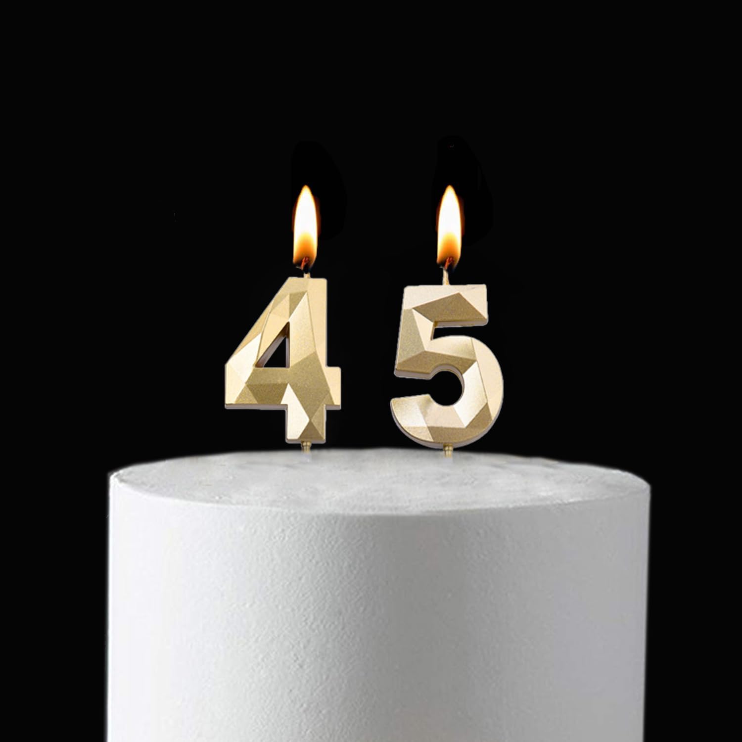 2 in 45th Birthday Decorations for Women Men,Gold 45 Birthday Candles