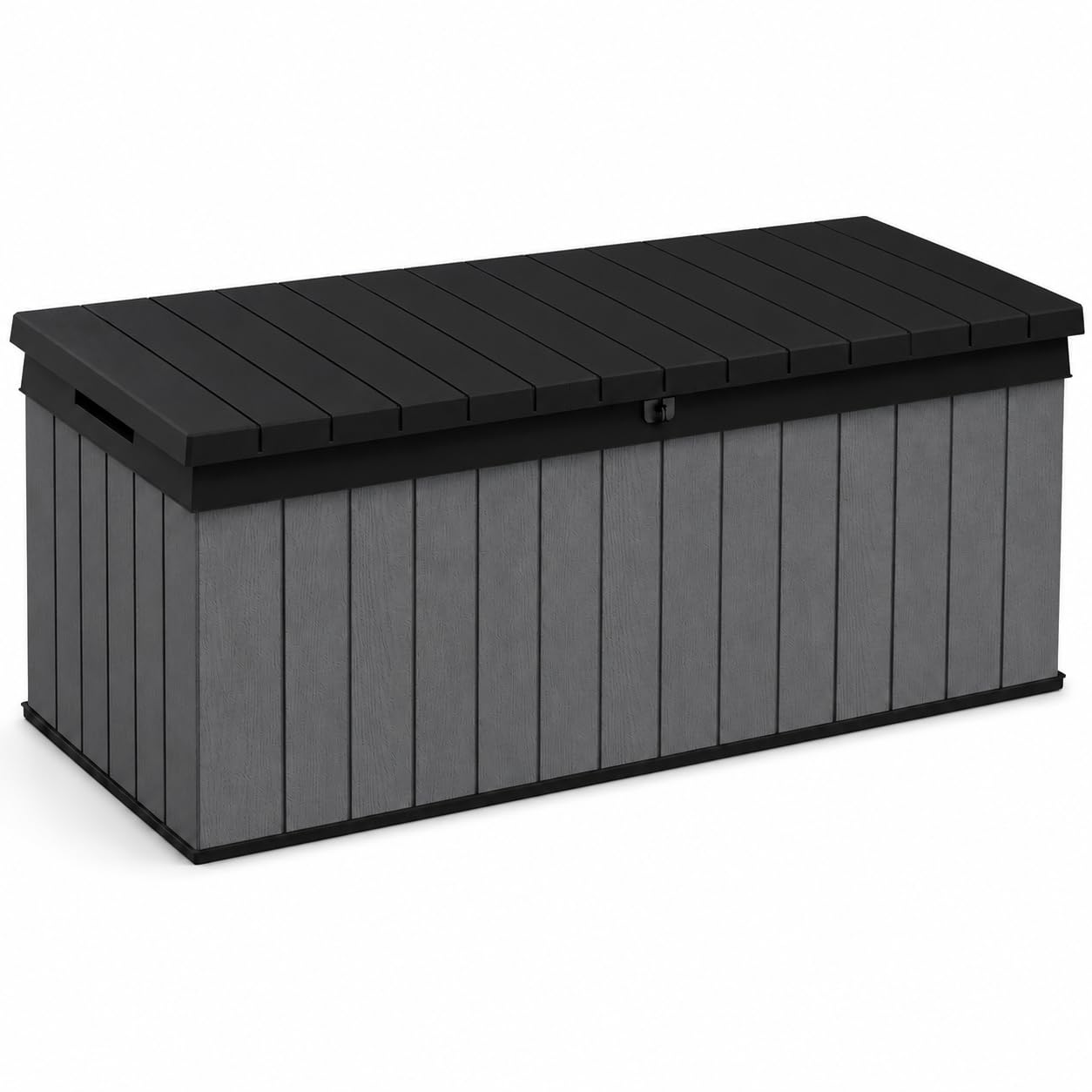 Koll Living Auflagenbox/Kissenbox 380 Liter l 100% Wasserdicht l mit Belüftung dadurch kein übler Geruch/Schimmel l Moderne Holzoptik l Deckel belastbar bis 300 KG (2 Personen)