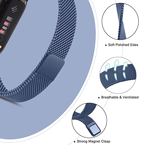 image for Vanjua for Fitbit Inspire 3 Bands Women Men, Stainless Steel Metal Mes