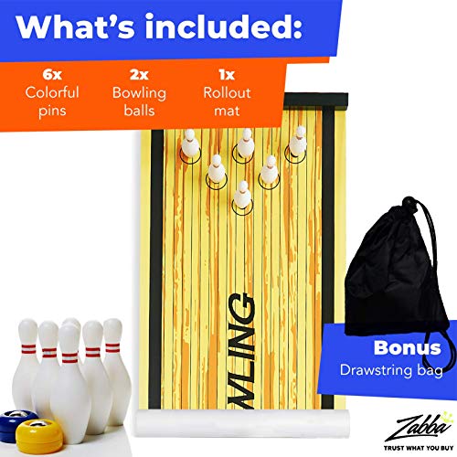 Elite Sportz Bowling Game - Indoor Table Games for Whole Family, Kids and Adults - Portable Set w/ Lane, 6 Pins, 2 Bowl Bearings - Play at Home Or Traveling