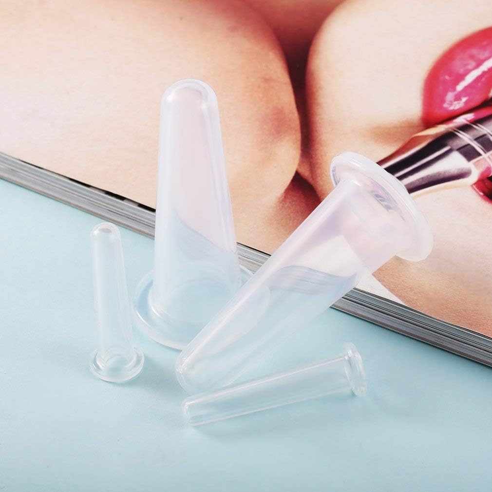 4 Pcs Transparent Massage Cupping Set Silicone Mini Facial Cups Face Massager Helper Skin Care Neck Back Eyes Massaging Cup Safe to Use, Don’t Worry About Burns