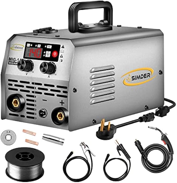 SIMDER MIG Welder 140A Flux Core Welder MIG/Stick 2 in 1 Welding Machine Gasless 110V/220v Dual Voltage IGBT DC Inverter Welder…