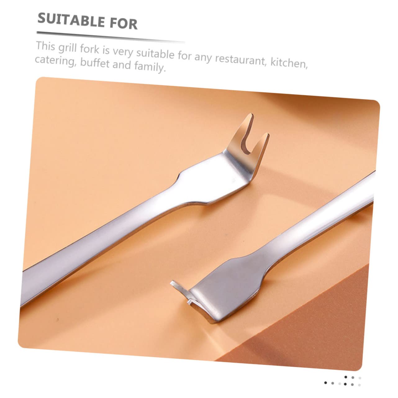 BRIGHTFUFU 5Pcs Portable Stainless Steel Barbecue Forks Multi Functional Camping Meat Forks Grill Tools for Outdoor Cooking Dishwasher and Reusable