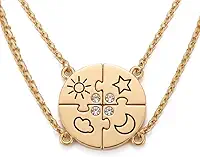 Colar Melhores Amigas 4 Elementos Best Friends 4 Pçs Sol Lua