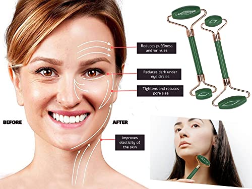 Image of Crystal Heaven Green Face Roller And Gua Sha Tool For Women|Original Face Massage Green Roller Gua Sha