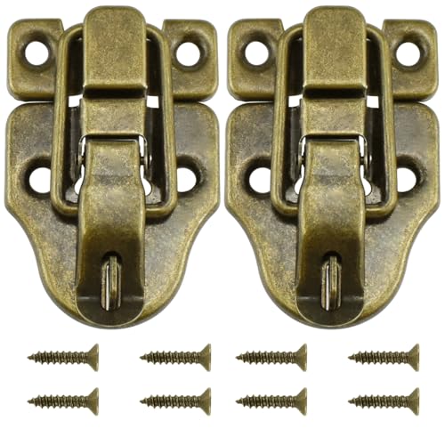 SDTC Tech 2-Pack Retro Bronze Style Toggle Latch - Antique Metal Duckbilled Hasp Catch With Padlock Hole for Jewelry Box, Cabinet, Small Wooden Case, Ordinary Crafts