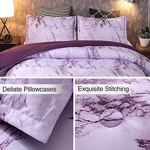 A Nice Night Purple Marble Design Quilt Comforter Set,Soft Lightweight Microfiber Comforter Bedding Set For Men And Women, Queen Size #TOP3