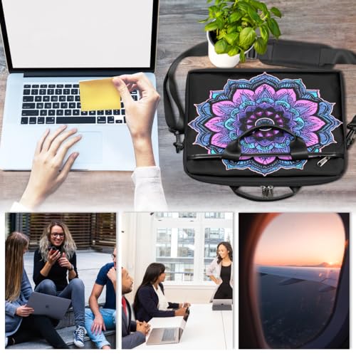 Bolsa para portátil Mandala Floral Morada 15 pulgadas miniatura 6