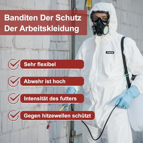 YIBER Einweg-Overall Schutzanzug | Ganzkörperschutzanzüge in 7 Größen mit verschiedenen Spezifikationen & strapazierfähigem PPSB-Material & PE-Folie | Sicher für unzählige Anwendungen