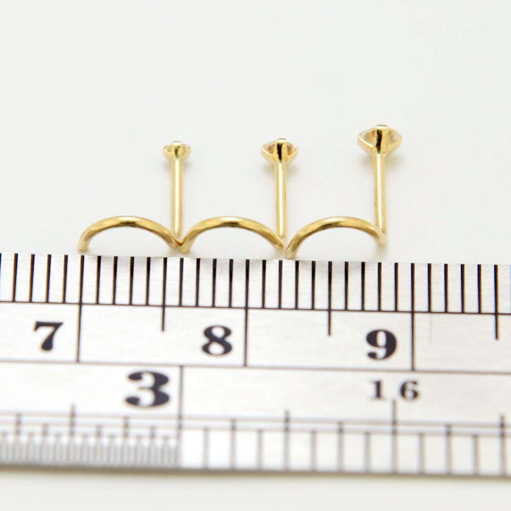 Monster Piercing | 9K Gold Echtgold | Nasenpiercing Nasenstecker Stud | Kristallstein | Stabstärke: 20G (0,8 mm) | Stablänge: 7mm | Steingröße: 1,5mm bis 2,5mm | Hypoallergen
