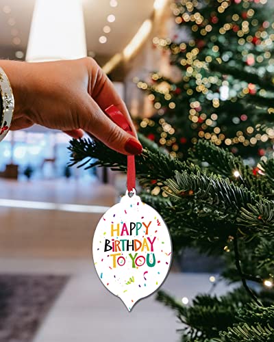 Christmas Ornaments Set Of 8 For Christmas Tree Decorations, Happy Birthday To You Christmas Ornament 2023, Acrylic Xmas Hanging Ornaments Fot Crafts Colored Ribbon Abstract Art Aesthetics 3.7"X3" #TOP2