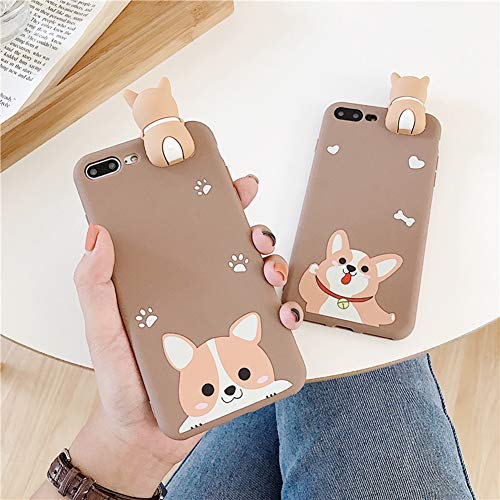 Iphone 6S Plus 3D Animal Cell Phone Tpu Case Cute Corgi Peeking On Top Slim Flexible Crystal Silicone Protective Tpu Gel Skin Case Cover For Iphone 6 Plus(Iphone 6S Plus/6 Plus, Corgi Bell) #TOP6