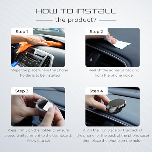 Image of Robustt Magnetic Mobile Phone Holder (Pack of 5) | Super Strong Grip, 360� Rotation, Universal Compatibility, Easy Installation with Secure Adhesive Mount, Ideal for Car, Home, Office