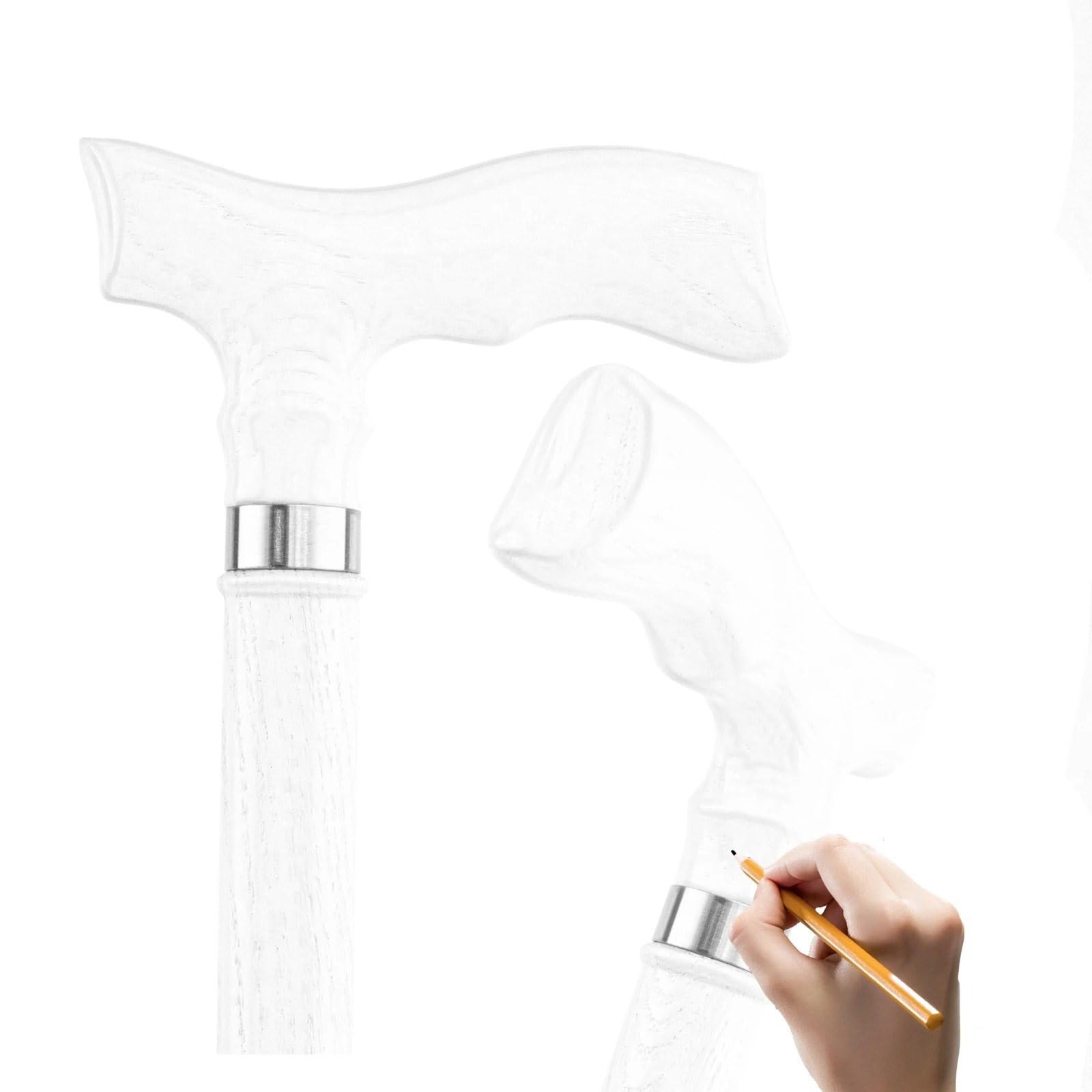 Bastón de Caminar Madera Blanca con Mango Ergonómico – Ligero y Resistente para Hombres Mujeres Ancianos, Uso Diario, Regalo & Colección