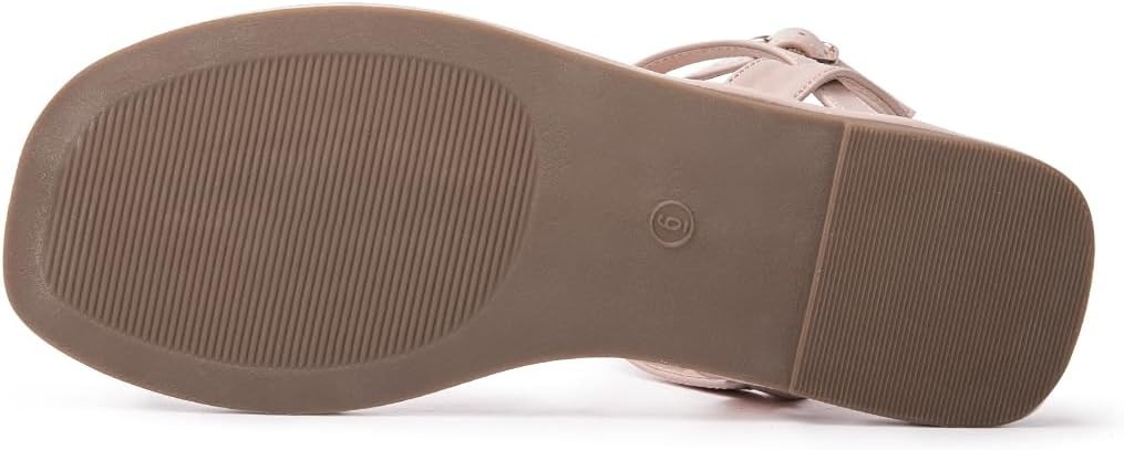 Colgo Thong Flat Sandals, Casual Women T-Strap Dress Sandals with Adjustable Ankle Buckle for Summer Wedding - Image 5