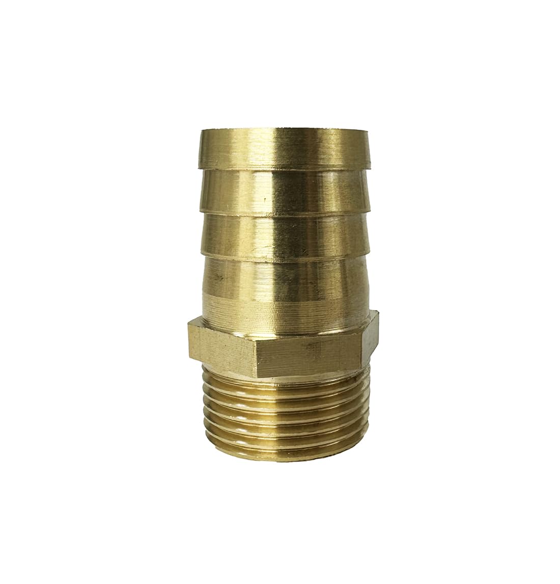 Kit de conector de latón macizo para agua – Rosca hembra de 3/4 pulgadas, rosca macho de 1 pulgada, lengüeta de manguera de 25 mm con sellos y abrazadera – Adaptador de tanque de barril de lluvia a