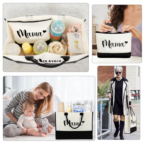 Image of Mama Bag Tote New Mom Gifts, Mom to be Gifts for Mommy Birthday Mothers Day | Large Capacity,Easy to Clean and Reusable, Waterproof Coating, Hospital Bag Essentials, New Mom Care Package