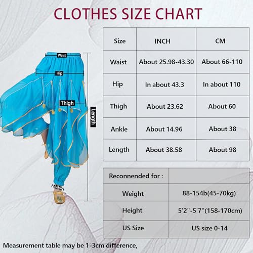 MUNAFIE Belly Dance Harem Pants - Tribal Costume Pants for Women, High Waisted Elastic Waistband, Soft Stretchy Fabric2