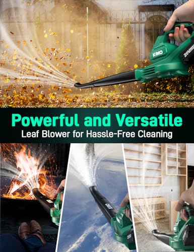 Image of KIMO Leaf Blower Cordless with Battery and Charger, 2 Pack Batteries, Extension Tube, 20000 RPM Variable Speed, Lightweight Cordless Leaf Blower, Battery Operated Leaf Blowers for Lawn Care and Patio