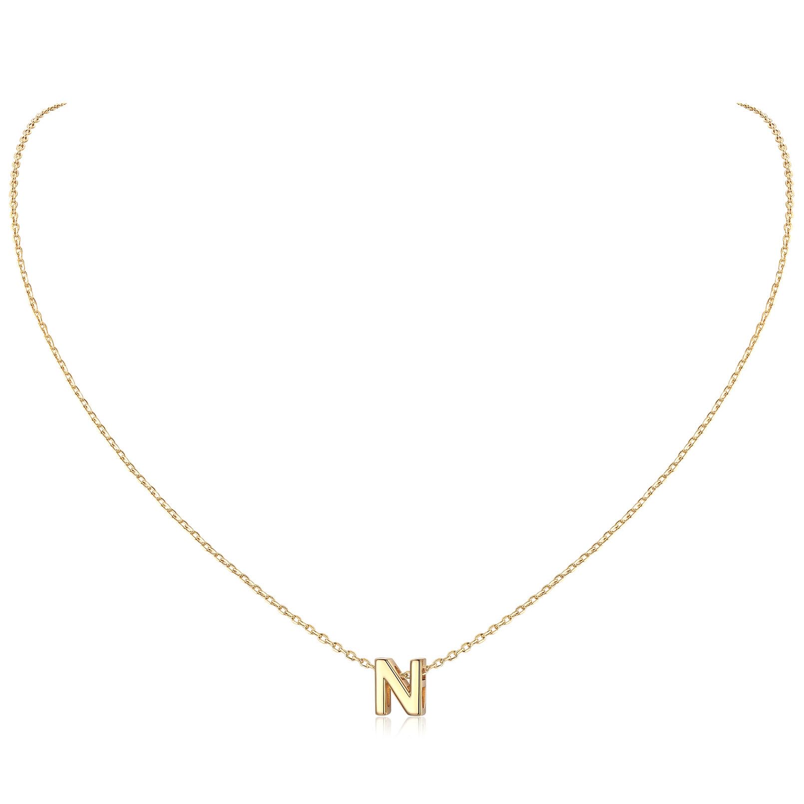 ChicSilver Buchstaben N Kette Gold Damen BFF Halskette mit Namen Anhänger