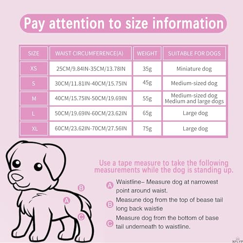 XFLYP 3 Stück Wiederverwendbare Hundewindeln, Läufigkeitshose für Hündinnen Hochsaugfähige, Waschbare, Einstellbar und umweltfreundliche, Hygienische Hundewindeln für Inkontinenz Hund (XS)