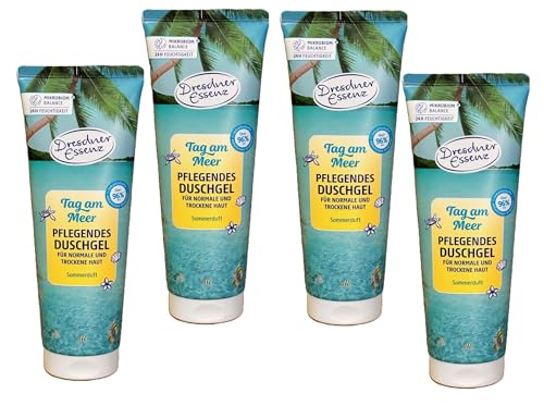 4er Pack Dresdner Essenz Duschgel Tag am Meer 4x 250 ml Duschbad vegan