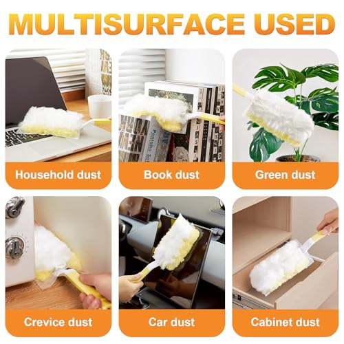 Image of JOYMOOP Disposable Electrostatic Duster for Cleaning, with 2 Handles & 24 Ct Yellow Heavy Duty Refills for Swiffer Feather Duster, Household Cleaning Tool for Electronics, Dusting Furniture, Blinds