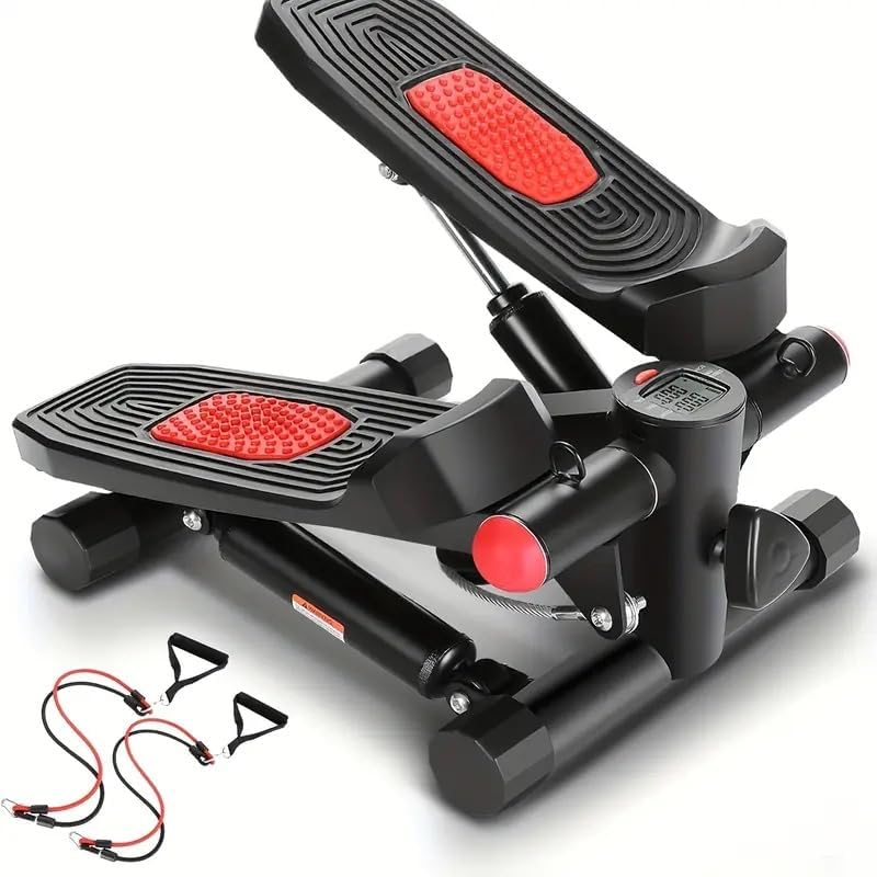 Mini Stepper Exercise Machine with Resistance Bands, LCD Display, Height Adjustable, 11 inch Platform