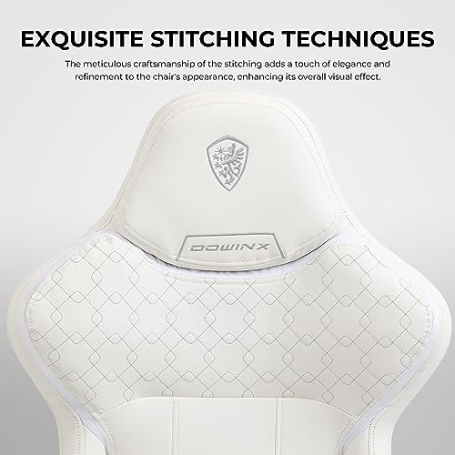 Sedia da gioco ergonomica – Sedia da ufficio Gaming con pelle PU – Cuscino extra large per gambe incrociate (bianco) - Sedia gaming - Immagine 6