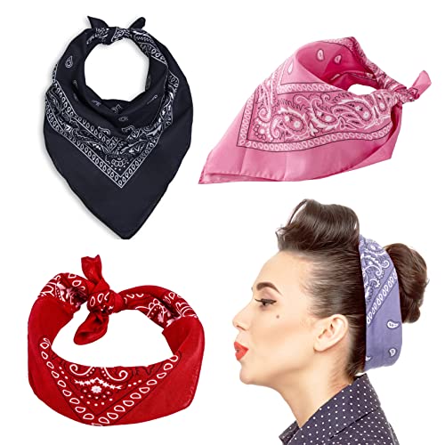 Coveryourhair Paisley Bandanas - Colorful Paisley Bandannas - 12 Pack - 22" Square - Solid Bandana - Cowboys Costume Accessories – 100 % Cotton #TOP3
