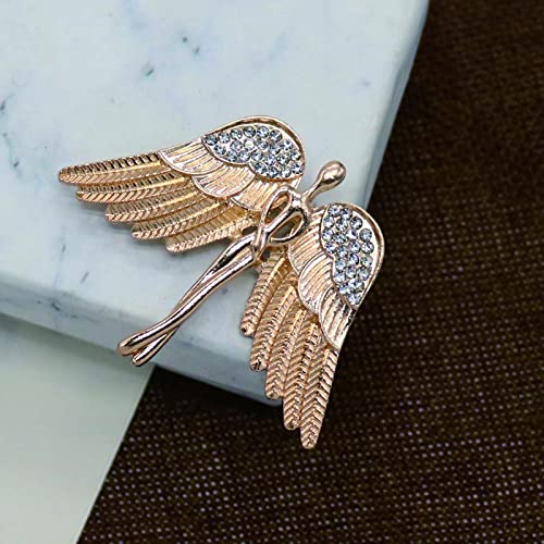 Image of Crystal Angel Wings Brooch Pin Elegant Rhinestone Statement Brooches Fashion Corsage Suit Jewelry Accessories for Men Women Gift Gold Silver Plated