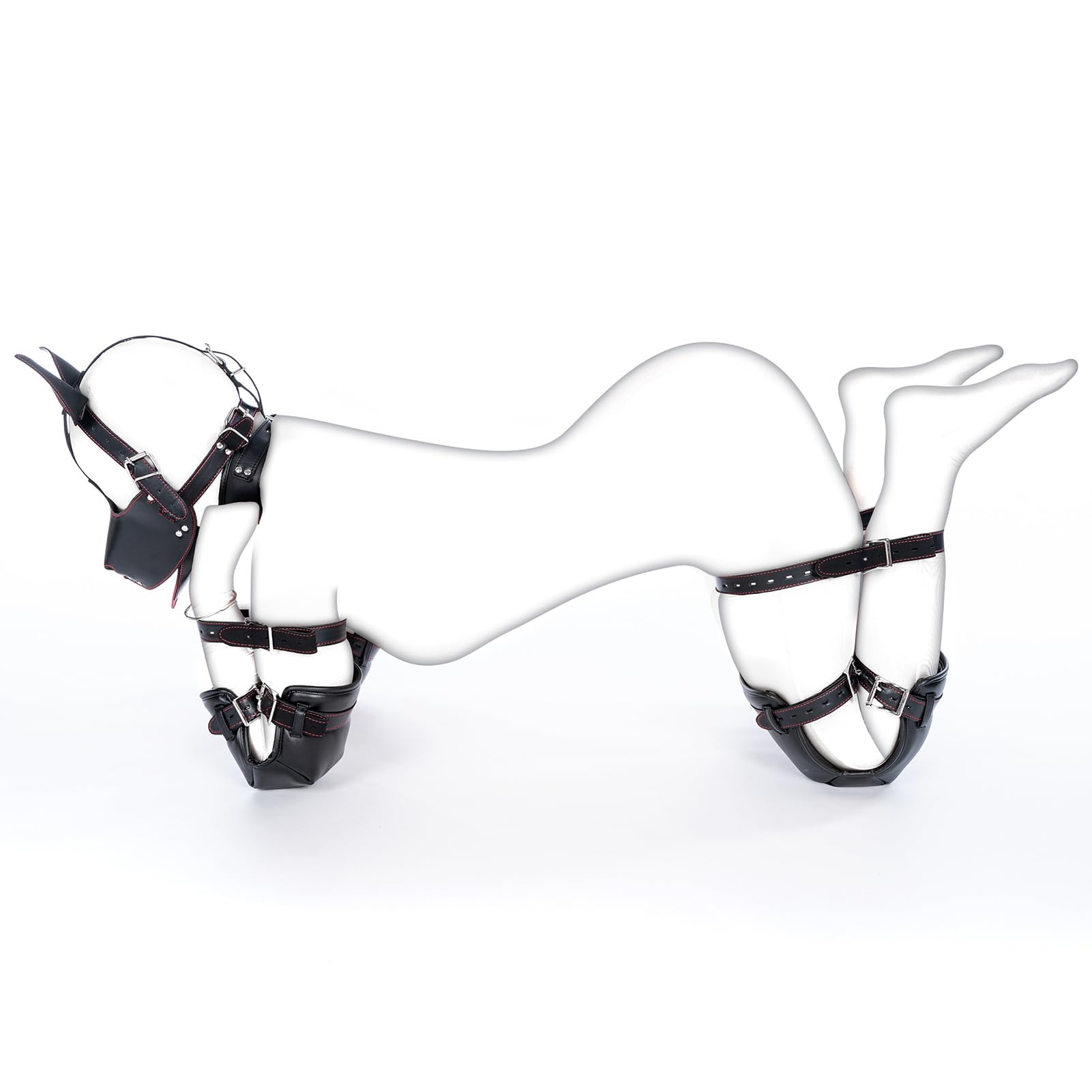 SXOVO Kit BDSM Bondage per Gattonare Con Ginocchiere + Gomitiere + Maschera + Collare +Restrizioni per Mani e Piedi, Kit Sadomaso per Coppia Schiavo Cane Cosplay, Toys Sessuali per Donna Uomini Coppie